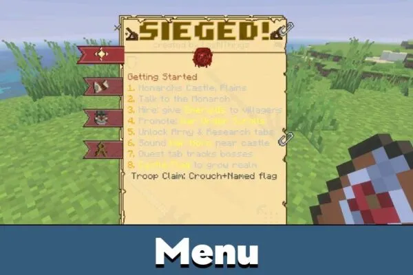 Menu from Sieged Mod for Minecraft PE