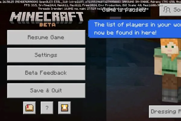 Minecraft 26.50.25 apk game menu