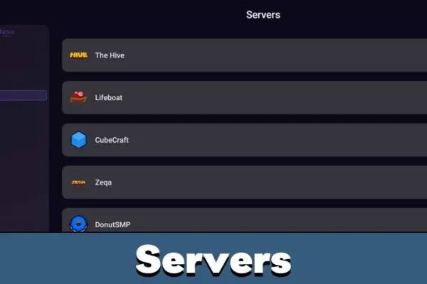 Servers from Nova Client for Minecraft PE