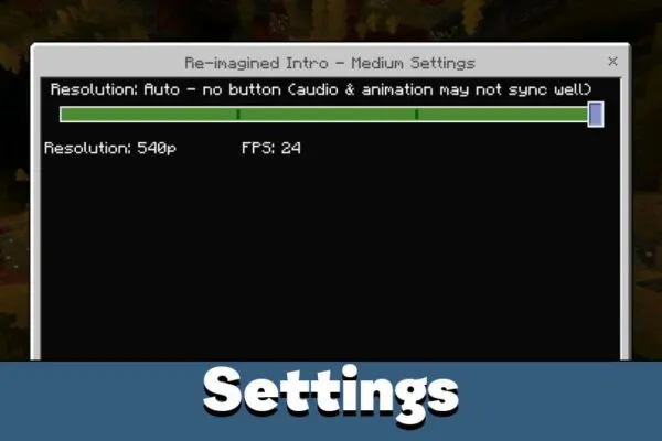 Settings from Reimagined Intro Mod for Minecraft PE