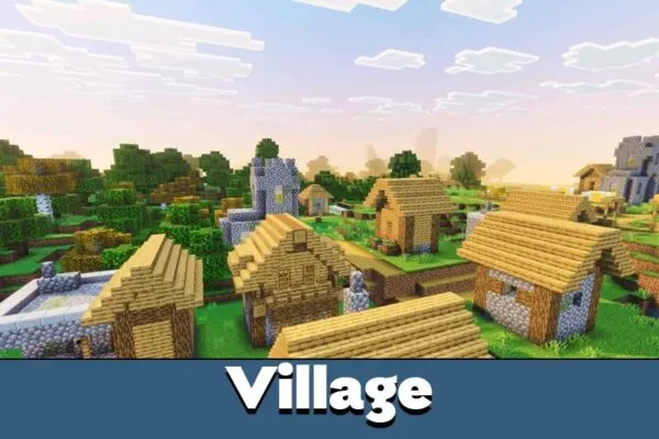 Village from PureTone Visuals Shader for Minecraft Bedrock