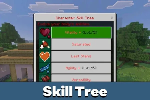 Skill Tree from Requiem Rising Mod for Minecraft Bedrock