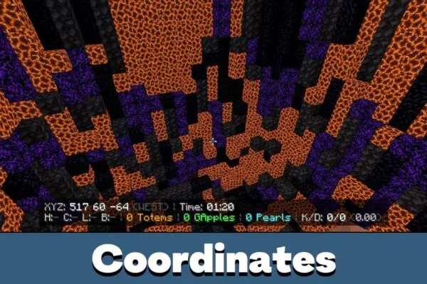Coordinates from Verxhade Client for Minecraft Bedrock