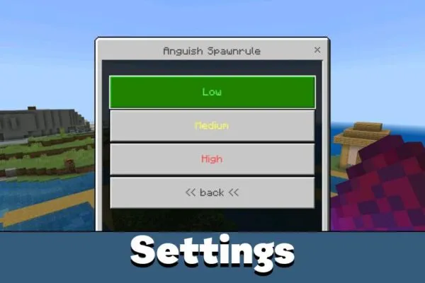 Settings from The Anguish Mod for Minecraft Bedrock
