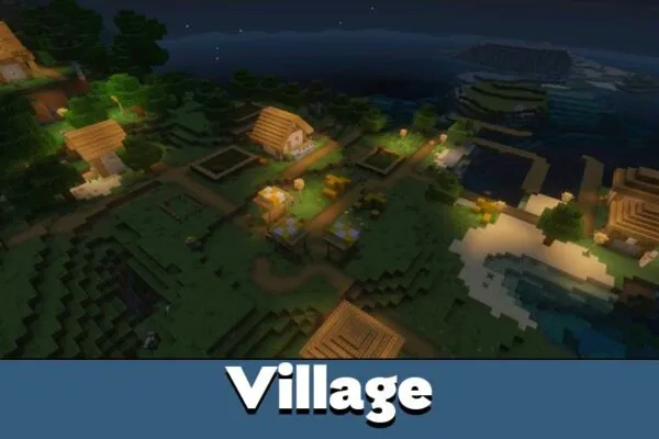 Village from Newb Aerotion Shader for Minecraft Bedrock